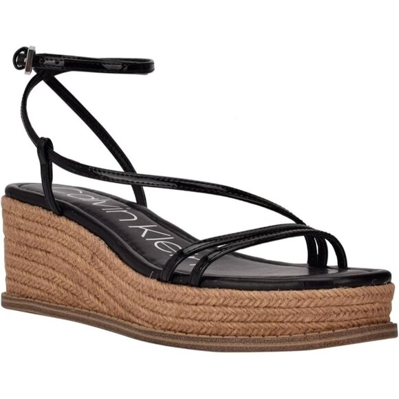 Calvin Klein Womens Neve Faux Leather Wedges Platform Sandals - Picture 1 of 4